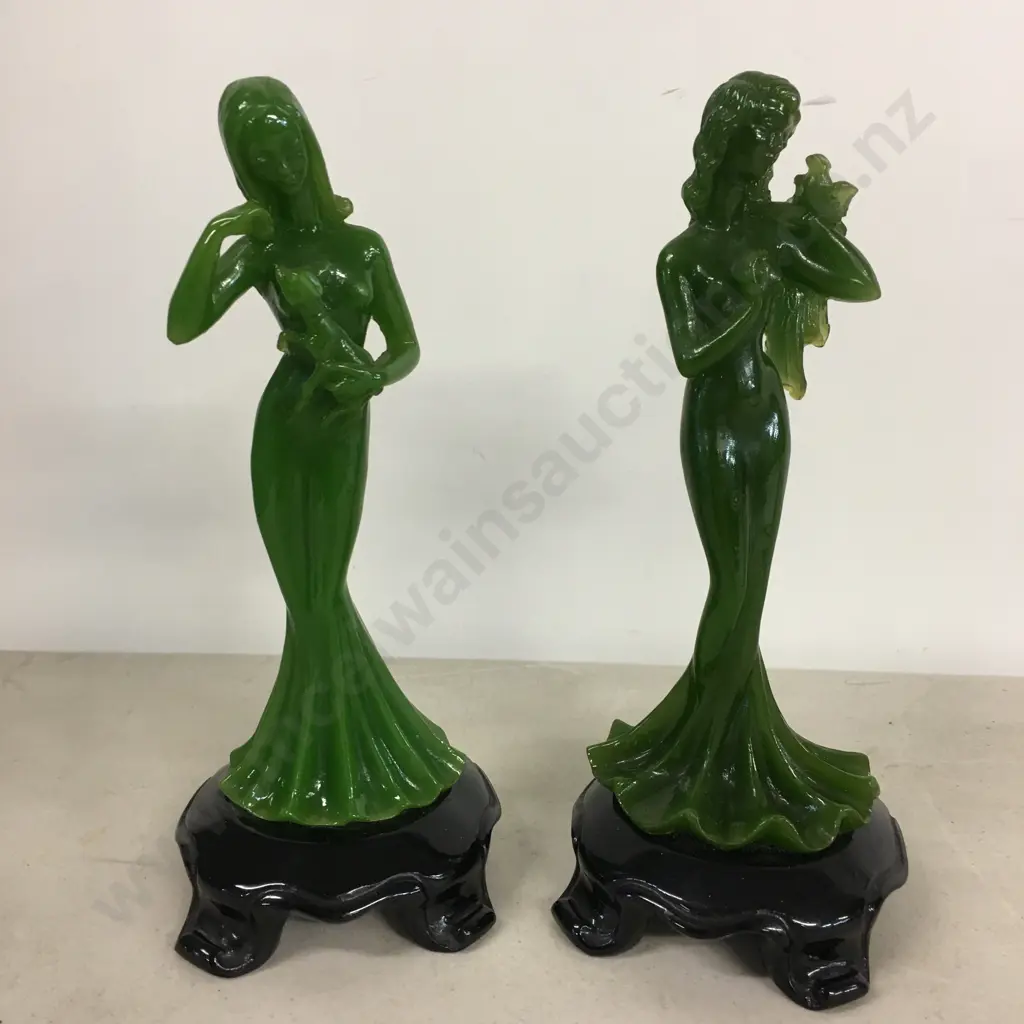 Art Deco Fiqurines On Plinths Image 1++